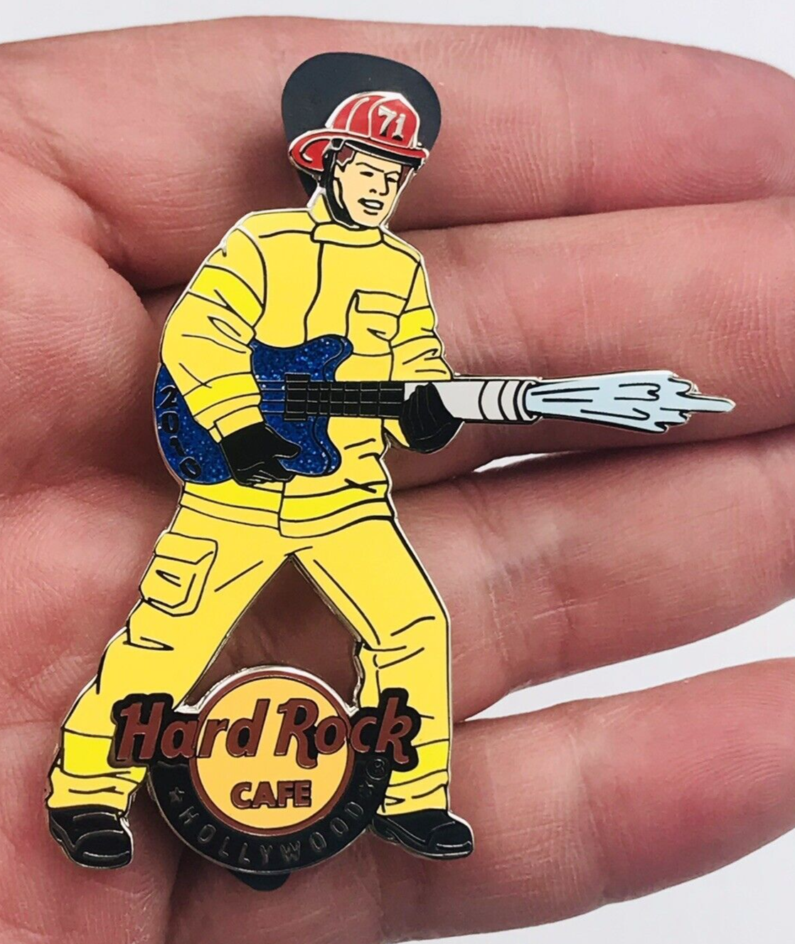 Primary image for Hard Rock Cafe Hollywood Fire Fighter w/ Blue Guitar Firehose Enamel Pin LE 300