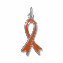 Orange Awareness Ribbon Charm Hanging Drop Pendant 925 Silver Men Womens Jewelry - £21.64 GBP