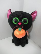 Ty Beanie Boos Potion Black pink glitter Halloween cat pumpkin Medium plush - $12.86