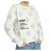NASA Shirt MIGHTY FINE Star Long Sleeve Cropped top Graphic Lightweight ... - $23.38