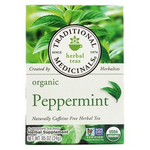 Single Herb-Organic Peppermint Tea Traditional Medicinals, , 16 Tea Bags - £7.55 GBP
