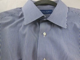 Tom James Executive Collection Men&#39;s L/XL? Button Front Shirt Blue white... - $19.79