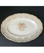 Vintage Floral Keystone Canonsburg Pottery 13.75&quot; Oval Serving Platter - $19.80