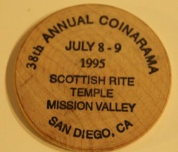 Vintage Scottish Rite Temple Mission Valley Wooden Nickel San Diego Cali... - $4.94