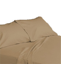 15 &quot; Pocket Taupe Stripe Sheet Set Egyptian Cotton Bedding 600 TC choose... - £51.90 GBP