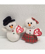 2008 Ty Jingle Beanies Snowmen Coolstina &amp; Coolston Ornaments Beanbag Mi... - $487.13 MXN