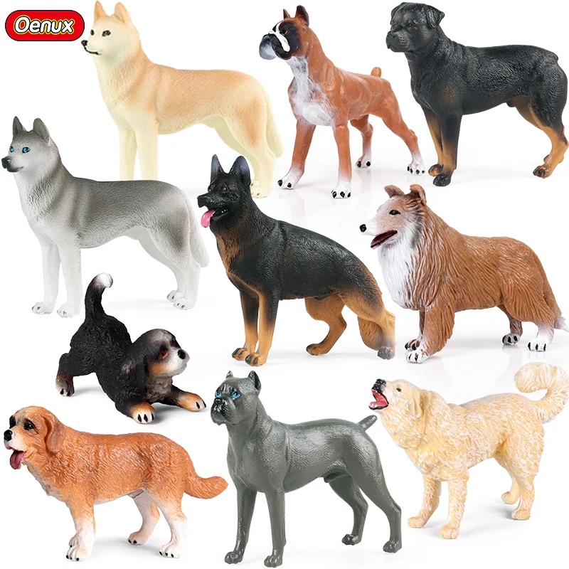 Oenux New Farm Dogs Pet Figurines Rottweiler Collie Huskie Bulldog Schnauzer - £8.83 GBP+