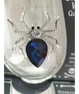 4pc Halloween Blue Jewel Gem Rhinestone Spider Stemless Wine Glasses Hom... - £67.93 GBP
