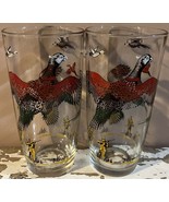 Vintage 1950s Hazel Atlas Pheasant Hunting Highball Glasses - Set Of Two - $25.30 CAD