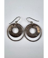Sterling Silver Hoops Earrings Discs Dangle Drop Modernist Artisan Israe... - £29.42 GBP