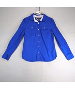 Tommy Hilfiger Blue Button Up Shirt Women&#39;s M Fitted Long Sleeve Pockets... - $459.38 MXN