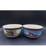 National Wildlife Federation American Wilderness 2 Cereal Bowls Wolf &amp; C... - $29.69