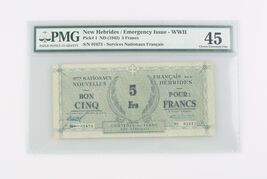 1943 Nuovo Hebrides 5 Franchi CXF-45 Emergenza Issue WWII Scelta Splendi... - $378.86