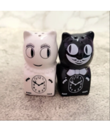 Kit Cat Klock Clock Salt &amp; Pepper Shakers Magnetic Hand Painted Ceramic - $29.99