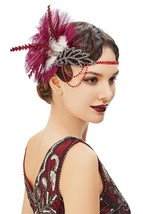 1920s Headpiece Flapper Headband Roaring 20&#39;s Sequined Showgirl Hair Band with F - £30.10 GBP