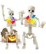 2 Pack Skeleton Halloween Decor with Wreathes 16 Posable Plastic Mini Sk... - $10.79