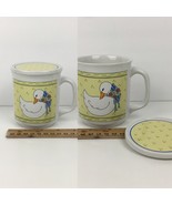 One Vintage Giftco Inc Mug with Lid Coaster Goose Duck Country 90s Flowe... - £11.95 GBP
