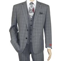 Mens Renoir  3 Piece Vested Suit Glen Plaid Notch Lapel Business 278-1 Gray New image 9