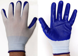 Nitrile Coated Safety Work Gloves automotive painting clean Blue Men Size Medium - £2.23 GBP+