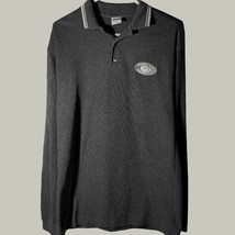 Green Bay Packers Polo Shirt Mens M Dk Gray Long Sleeve  - $12.97