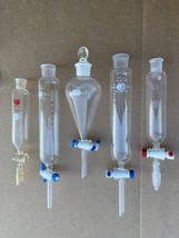 Lab Glass Pyrex Measuring Flask Stopcock Stopper Glassware 125ml 50ml Kimax - $131.57