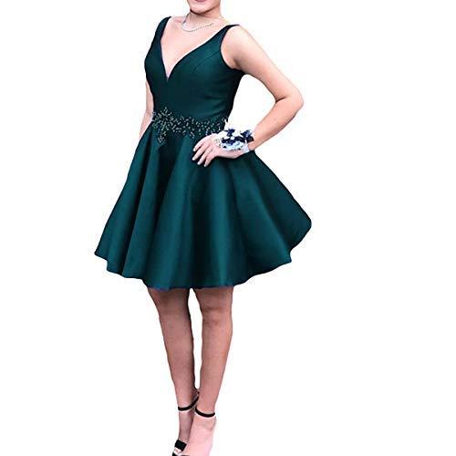 Kivary Plus Size V Neck Beaded Short Corset Formal Prom Homecoming Dresses Teal