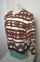 Adrianna Papell Collarless Jacket-Jewel Tone Rope Print Damask Cotton-Wo... - $47.45