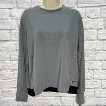 Nike Womens Pullover Long Sleeve Shirt Size M Gray Logo Hem Dri-Fit - £15.21 GBP