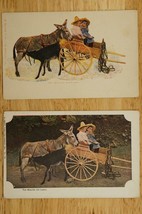 Vintage CA Postcards 1904 RPO Cancel Ten Minutes For Lunch Donkey Cart Children - £8.70 GBP