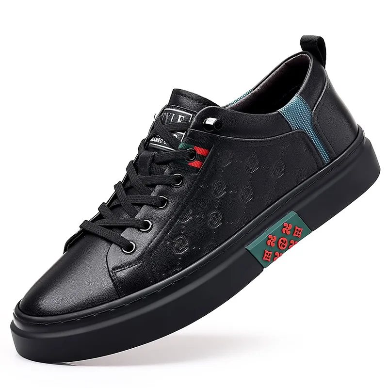 Spring New Men Genuine Leather Casual Shoes Designer Leisure Flats Skate... - $68.43