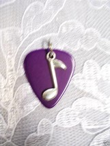 PURPLE GUITAR PICK MUSIC NOTE CHARM PENDANT NECKLACE - $4.99