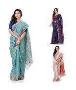 Women&#39;s Zari Karat Resham Dhakai jamdani Bengal Handloom Pure Cotton Saree - $43.95