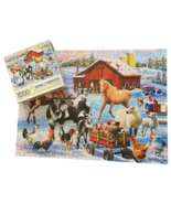 Bits and Pieces Jigsaw Puzzle Snowy Farmyard Fun Farm Cow Mary Thompson ... - £19.74 GBP