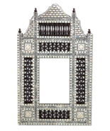 W173BR Brown Arabesque Mother of Pearl Wood Mirror Egyptian Rectangular ... - £59.69 GBP