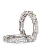 Vintage Style Emerald Cut Full Eternity Wedding Band East to West Matchi... - $110.01