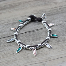 Anslow Fashion Jewelry Genuine Leather Cooffee Beans Crystal Women Charms Bracel - £10.09 GBP