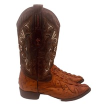 Laredo Women Exotic Ostrich Quil Embroidered Boots Brown Sz 11 - $75.00