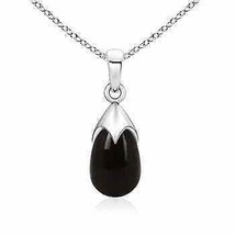ANGARA 14x8mm Black Onyx Drop Pendant Necklace in Top Drill Setting in Silver - £114.38 GBP
