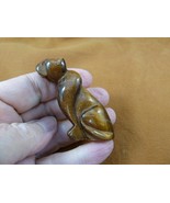 Y-CHE-722) Golden brown tiger&#39;s eye CHEETAH gemstone I love wild CATS ca... - €21,53 EUR