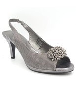 Karen Scott Women Slingback Peep Toe Heels Breena Size US 8.5M Pewter Me... - £28.40 GBP