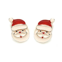 Tiny Christmas Santa Claus Stud Earrings White Gold - £9.03 GBP