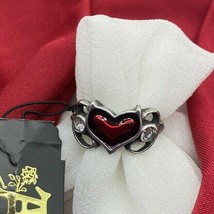 Alchemy Gothic R238 Little Devil Ring  England Red Heart Crystal sz6-9.5 IN HAND - £19.93 GBP