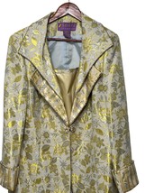 Women&#39;s Dressy Blazer 14W Gold Yellow Floral Suit Jacket Long Sleeve S.o... - £21.26 GBP