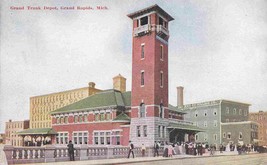 Grand Trunk Railroad Depot Grand Rapids Michigan 1910c postcard - £5.93 GBP