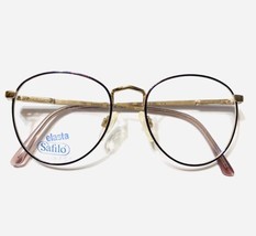 Vintage Oval 80s Safilo Elasta K486 Dk Plum Gold Metal Eyeglasses Made I... - £34.13 GBP