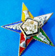 SOLID 14K GOLD MASONIC PIN ART DECO ORDER OF THE EASTERN STAR BROOCH Enamel 1920 - €404,09 EUR