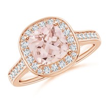 ANGARA Natural 1.59Ct Cushion Morganite Ring with Diamond Halo in 14K So... - $1,653.52