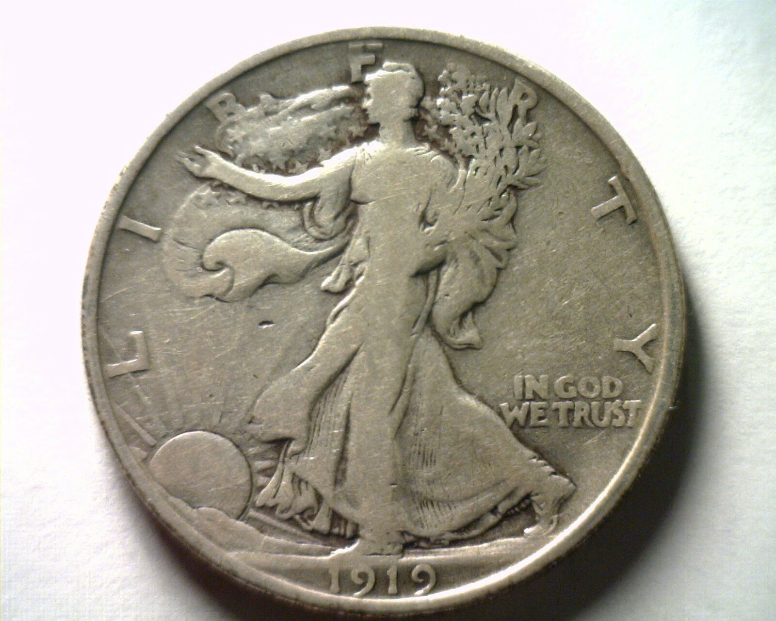 1919-D WALKING LIBERTY HALF FINE F NICE ORIGINAL COIN BOBS COINS FAST SHIPMENT - $235.00