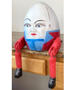Humpty Dumpty Carved Wooden Hand Painted Hinged Joint Shelf Sitter Folk ... - $103.43 CAD