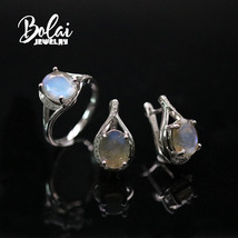 925 silver new natural labradorite oval 8*10mm ring and earring set, simple dail - £112.33 GBP